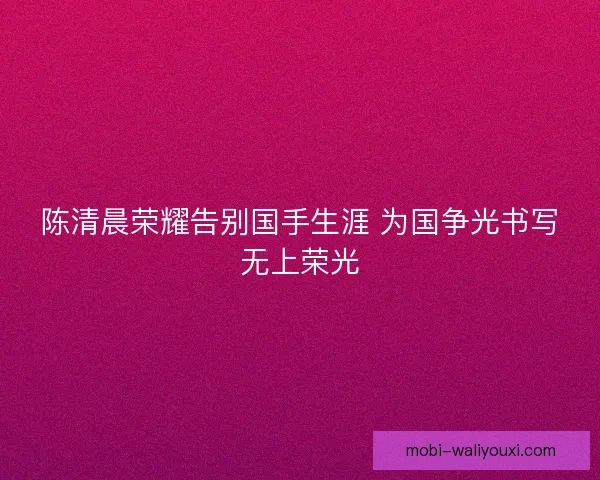 陈清晨荣耀告别国手生涯 为国争光书写无上荣光