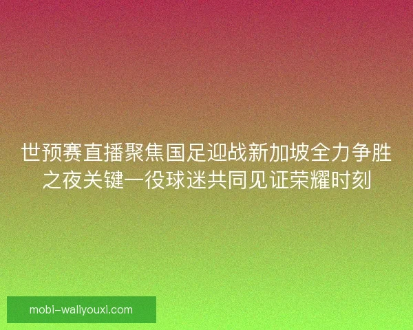 世预赛直播聚焦国足迎战新加坡全力争胜之夜关键一役球迷共同见证荣耀时刻
